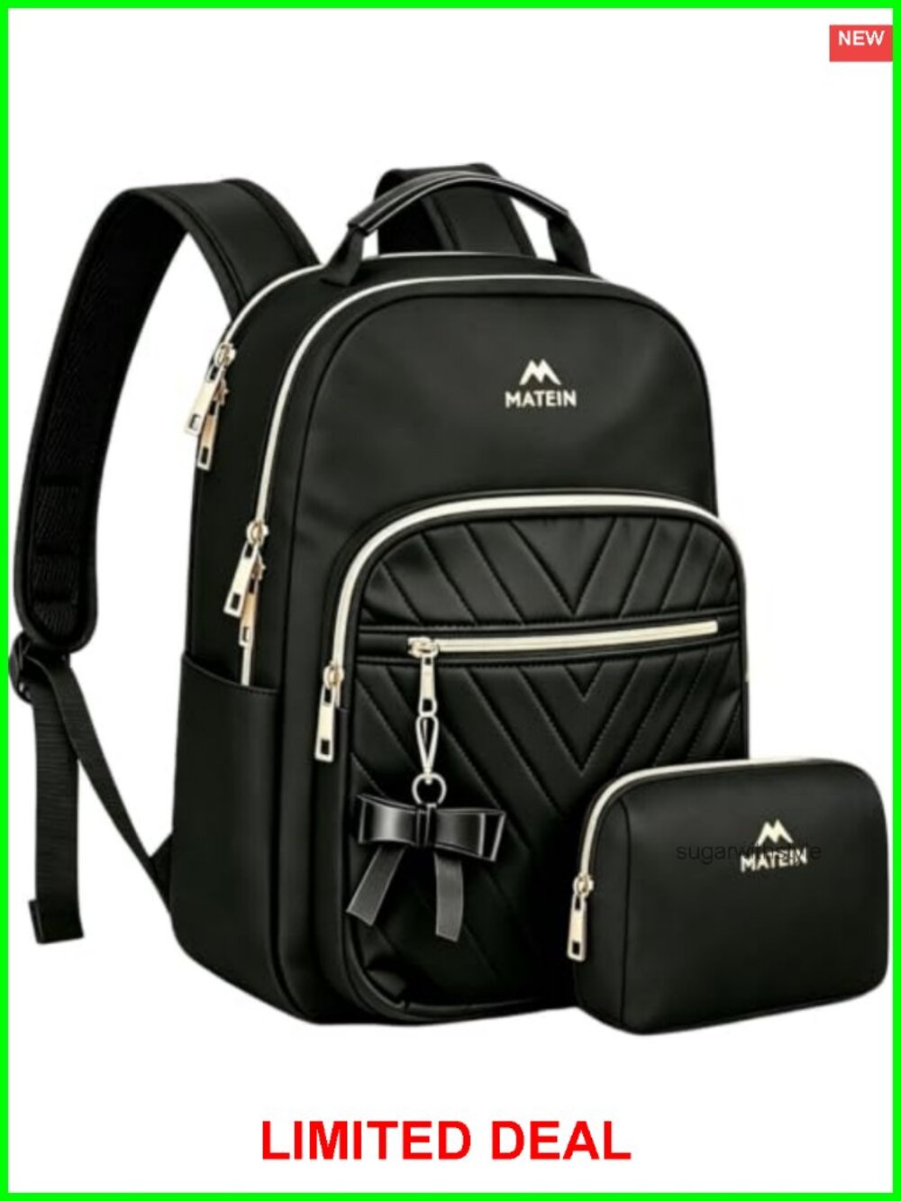 MATEIN Women's Black Backpack Purse for Work and Travel - Fits 15.6" Laptop -